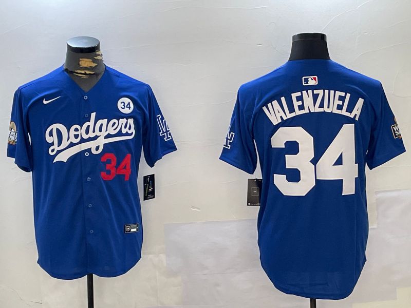 Men Los Angeles Dodgers #34 Valenzuela Blue Game 2024 Nike MLB Jersey style 1120->los angeles dodgers->MLB Jersey